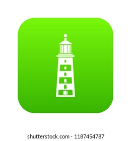 Seaside lighthouse icon green vector isolated on white background