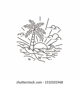 Seaside Palm Beach Logo Simple Line Art