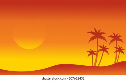 Seaside with palm silhouettes collection