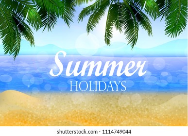 Seaside with palms and a beach