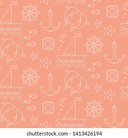 Seaside pattern flat illustration seamless design