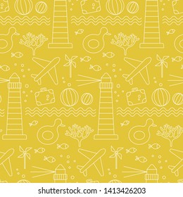 Seaside pattern flat illustration seamless design