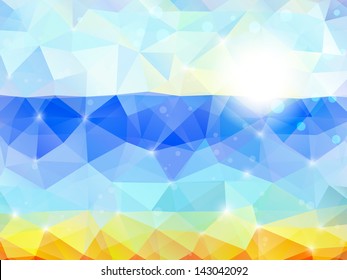 Seaside polygonal abstract vector background