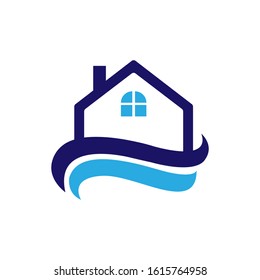 Seaside Real Estate Logo Templatehome Wave Stock Vector (royalty Free 