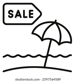 Seaside Sales icon line vector illustration
