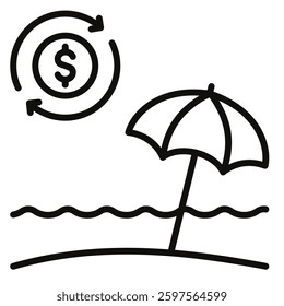 Seaside Savings icon line vector illustration