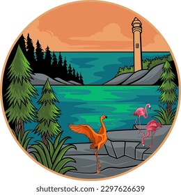 seaside scenery vector illustration design