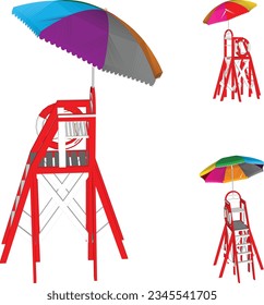 Seaside Serenity - Vector Beach Chair with Umbrella