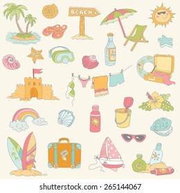Seaside and Summer Design Elements in vector