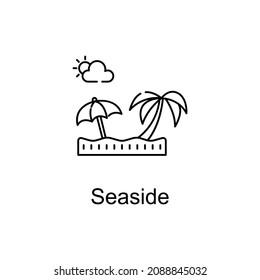 SEASIDE vector outline icon for web design isolated on white background
