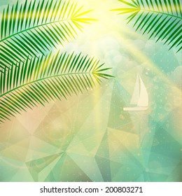 Seaside view poster. Geometric abstract. EPS10