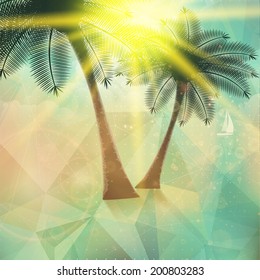 Seaside view poster. Geometric abstract. EPS10