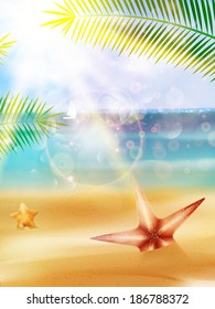 Seaside view poster summer design. EPS10