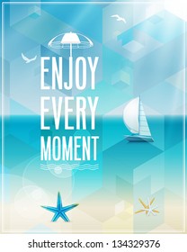 Seaside View Poster. Vector Background.