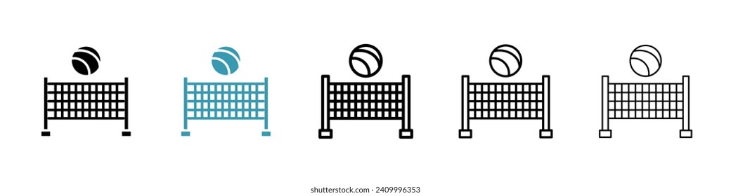 Seaside Volleyball Net Vector Icon Set. Beach volleyball with net vector symbol for UI design.