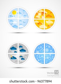 Season after a window. Vector set.