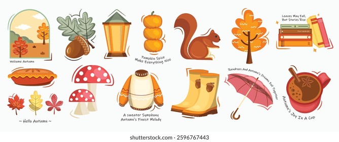 Season autumn or fall set vector