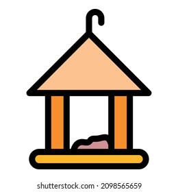 Season bird feeder icon. Outline season bird feeder vector icon color flat isolated