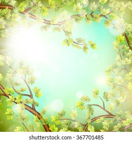 Season branches with fresh green leaves. EPS 10 vector file included