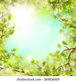 Season branches with fresh green leaves. EPS 10 vector file included