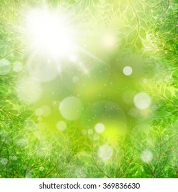 Season branches with fresh green leaves. EPS 10 vector file included