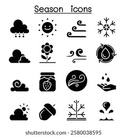 Season , Climate and Weather icon set in glyph style