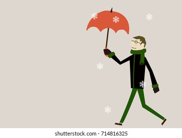 Season clip art. Winter Image.A men in winter clothes.