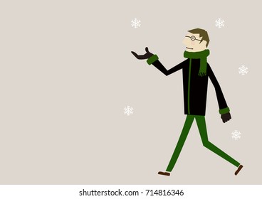 Season clip art. Winter Image.A men in winter clothes.