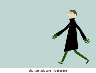 Season clip art. Winter Image.A men in winter clothes.