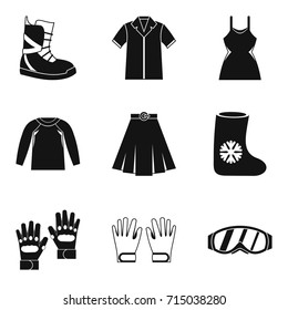 Season clothing icon set. Simple set of 9 season clothing vector icons for web design isolated on white background