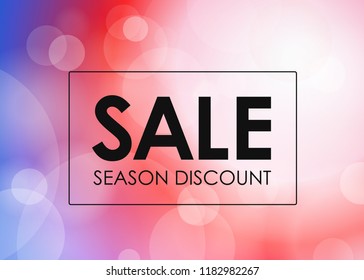 Season discount vector banner. Vector blured background with the frame and text