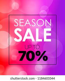 Season discount vector banner. Vector blured background with the frame and text