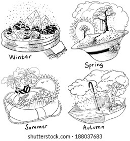 Season doodles set
