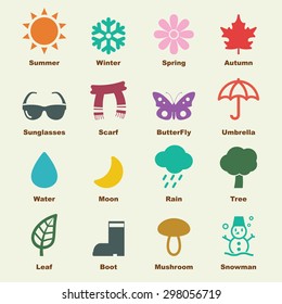 season elements, vector infographic icons