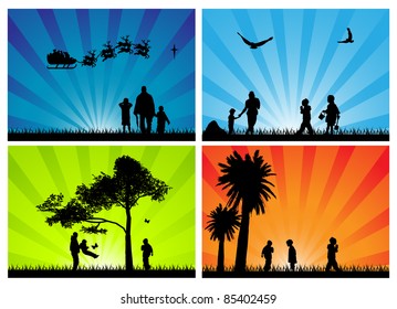 Season family silhouettes