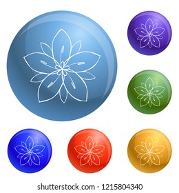 Season flower icons set vector 6 color isolated on white background