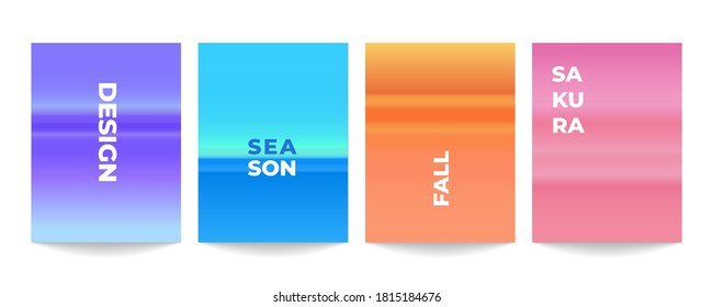 Season gradients backgrounds set. Creative gradients in seasonal colors. Fall, autumn, sea, spring, sakura. 