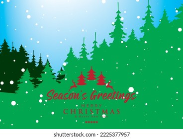 Season Greeting Merrychristmas 
 With Forest Winter Theme Background Advertisement Brochure Template Banner Website Cover Package Design Product Presentation Vector Eps.