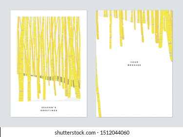 Season greetings card template design, snow over the forest on snow mountain