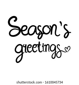 Season greetings hand drawn on white background.