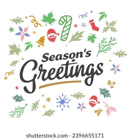 Season greetings typography composition. Decorative design element for postcards, prints, posters