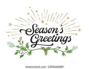 Season greetings typography composition. Decorative design element for postcards, prints, posters