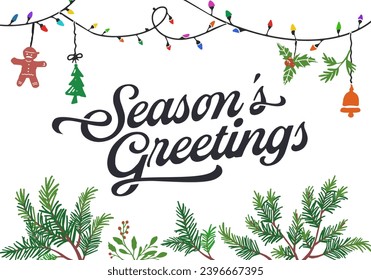 Season greetings typography composition. Decorative design element for postcards, prints, posters