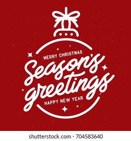 Season Greetings Typography Composition. Decorative Design Element For Postcards, Prints, Posters. Vector Vintage Illustration.