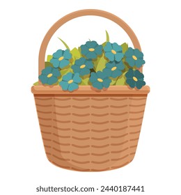 Season harvest basket icon cartoon vector. Sticker poster design. Card leaves natural