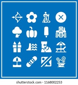 season icon. 16 season vector set. bow, landscape, multiply and pumpkin icons for web and design about season theme