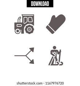 season icon. 4 season vector set. ski, tractor, mitten and path icons for web and design about season theme