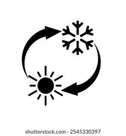 season icon. Signs all season long. Sun and snowflake together icon. Winter, summer and all weather. solid design style. vector design template