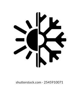 season icon. Signs all season long. Sun and snowflake together icon. Winter, summer and all weather. solid design style. vector design template