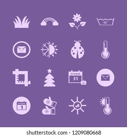 season icon. season vector icons set crop, halloween date on calendar, rainbow and sun leaves